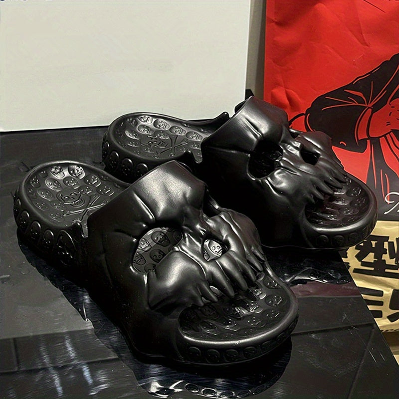 Men's Skull Slides Non Slip Slippers Open Toe Shoes