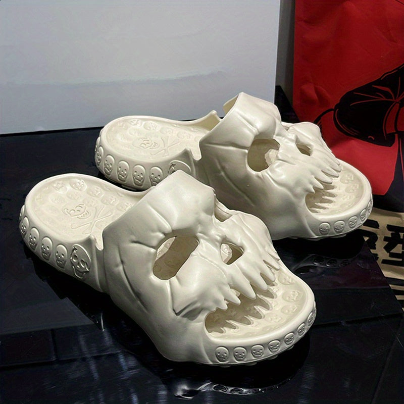 Men's Skull Slides Non Slip Slippers Open Toe Shoes