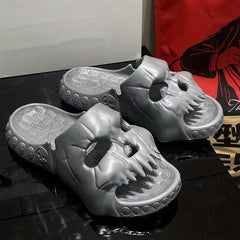 Men's Skull Slides Non Slip Slippers Open Toe Shoes