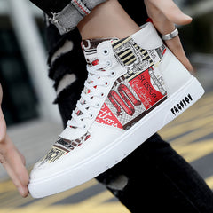 Men's Lace up Patchwork Sneakers Casual PU Leather Walking Shoes