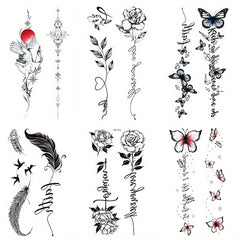 5pcs Flower Butterfly Feather Temporary Tattoo