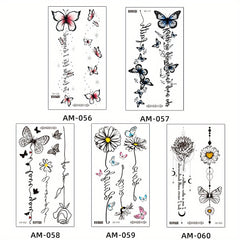 5pcs Flower Butterfly Feather Temporary Tattoo