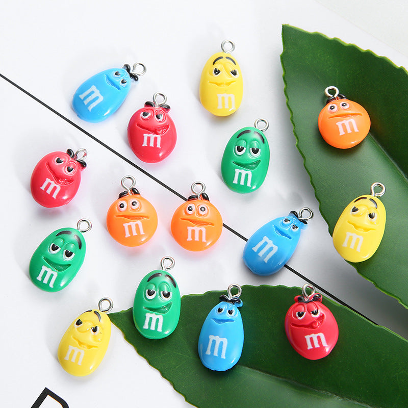 10pcs DIY Smiling Face Chocolate Bean Charms for Earring Bag Pendant