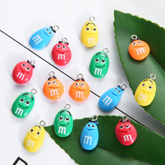 10pcs DIY Smiling Face Chocolate Bean Charms for Earring Bag Pendant