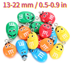 10pcs DIY Smiling Face Chocolate Bean Charms for Earring Bag Pendant