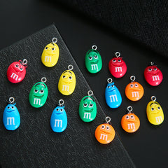10pcs DIY Smiling Face Chocolate Bean Charms for Earring Bag Pendant