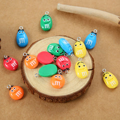 10pcs DIY Smiling Face Chocolate Bean Charms for Earring Bag Pendant