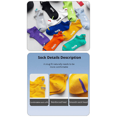 5 Pairs Low Cut Cotton Socks for Travel Running Cycling