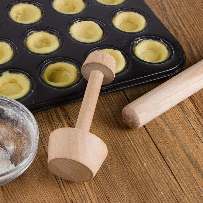Wood Egg Tart Pusher Double Sided Tart Tamper Pastry Pusher