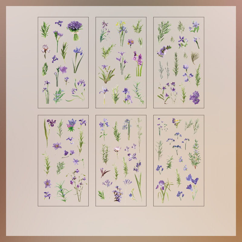 6pcs Flowers Stickers Scrapbook Bullet Journal Self adhesive Stickers