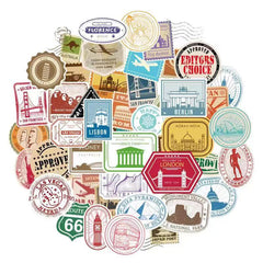 50pcs Retro Travel Ticket Sticker Diy Computer Washi Scrapbooking Stickers