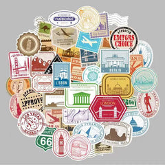 50pcs Retro Travel Ticket Sticker Diy Computer Washi Scrapbooking Stickers