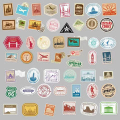50pcs Retro Travel Ticket Sticker Diy Computer Washi Scrapbooking Stickers