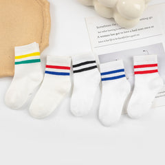 5 Pairs Kids Sports Crew Socks Breathable Comfy Students Children's Socks