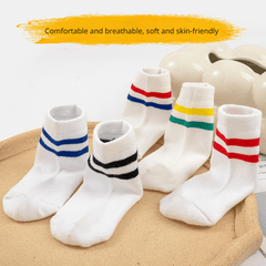 5 Pairs Kids Sports Crew Socks Breathable Comfy Students Children's Socks