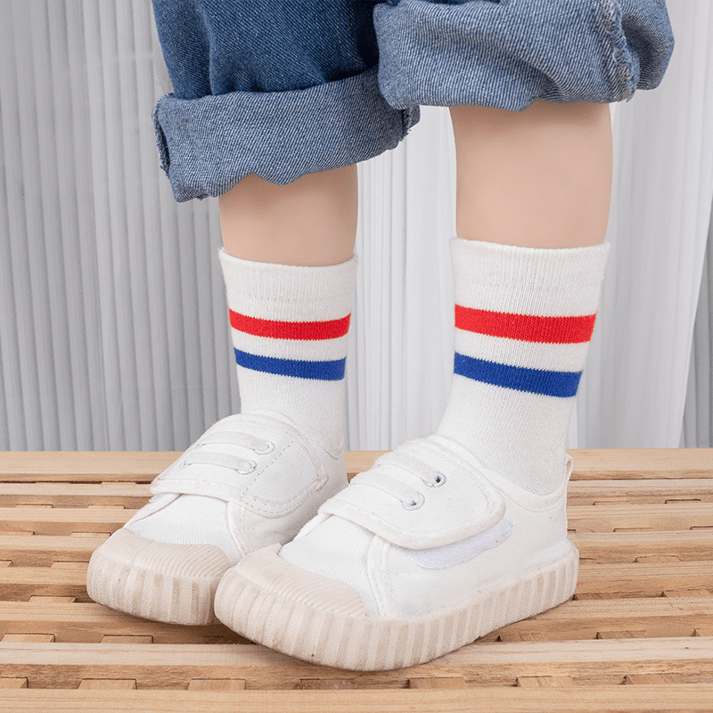 5 Pairs Kids Sports Crew Socks Breathable Comfy Students Children's Socks
