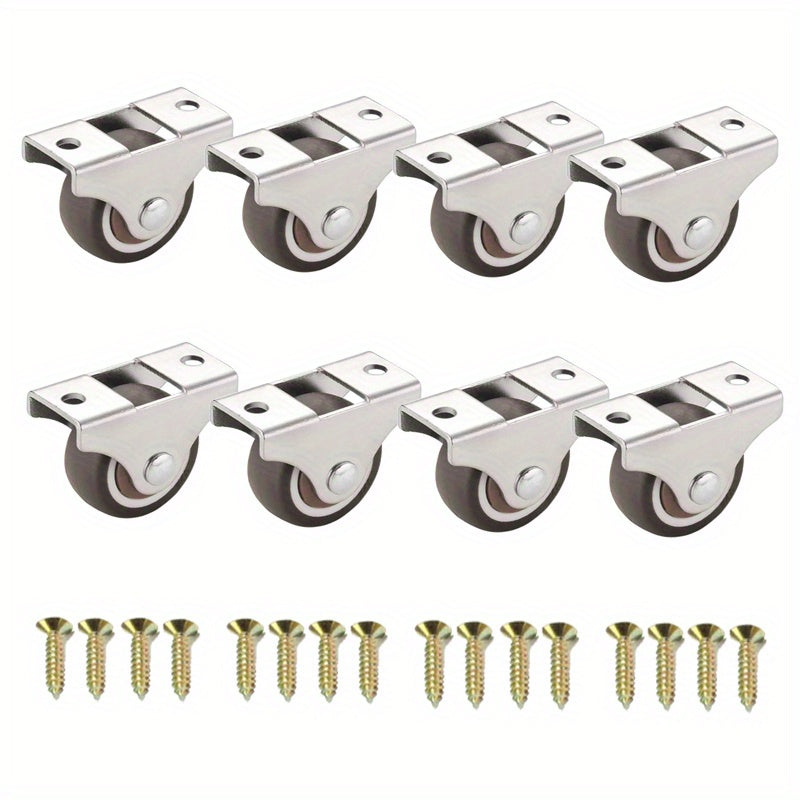 8pcs TPR Rubber Caster 1" Plain Bearing Coffee Thermoplastic Wheels