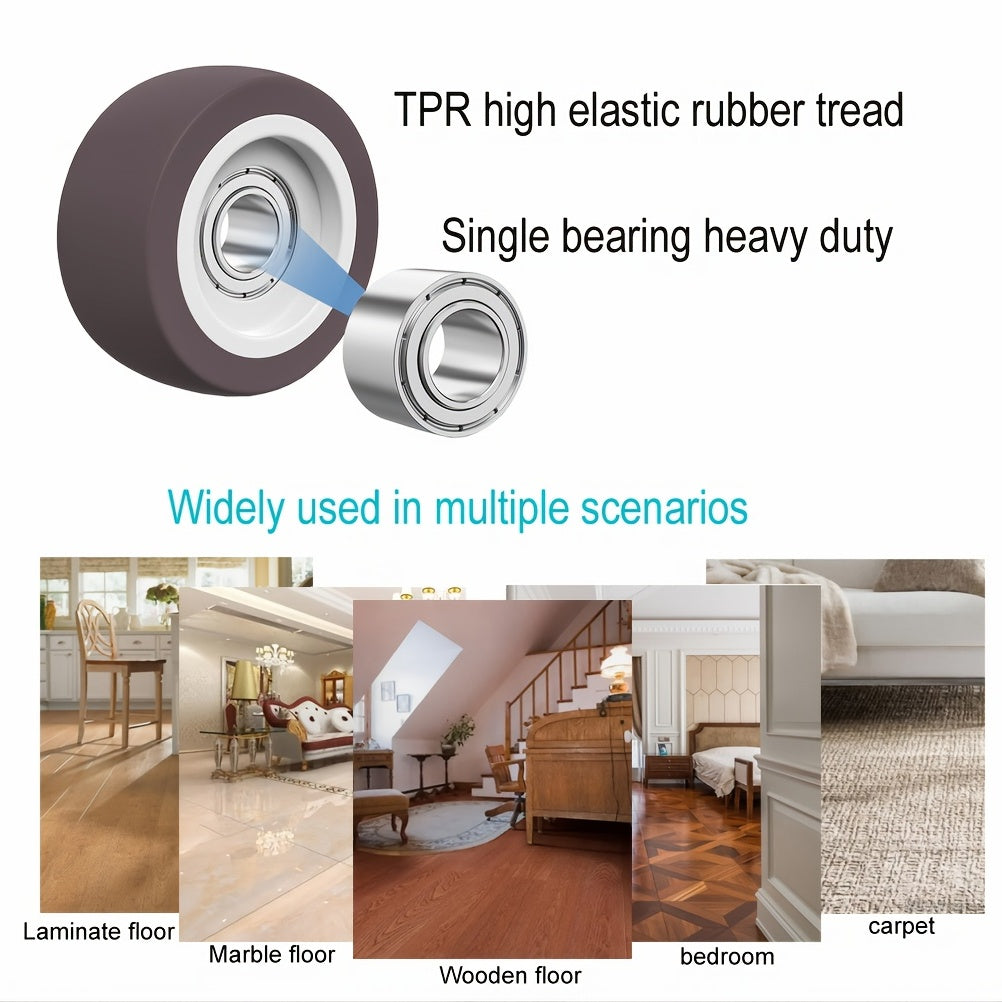 8pcs TPR Rubber Caster 1" Plain Bearing Coffee Thermoplastic Wheels