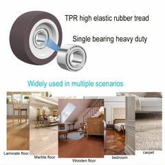 8pcs TPR Rubber Caster 1" Plain Bearing Coffee Thermoplastic Wheels