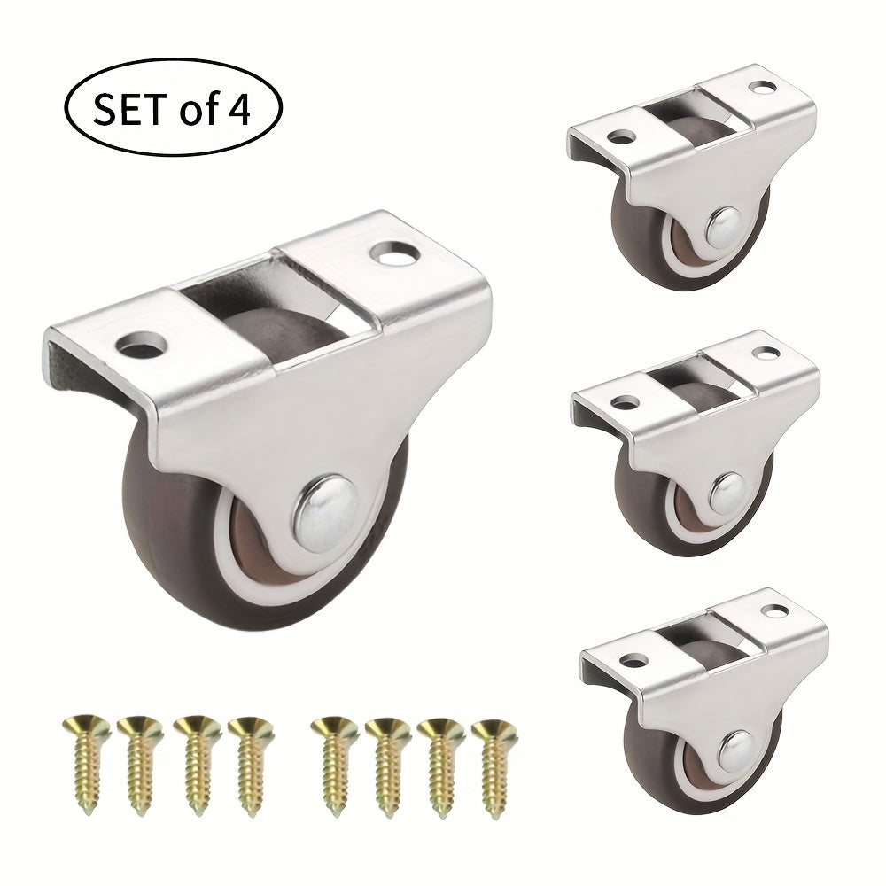 8pcs TPR Rubber Caster 1" Plain Bearing Coffee Thermoplastic Wheels