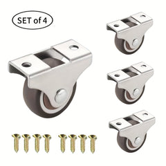 8pcs TPR Rubber Caster 1" Plain Bearing Coffee Thermoplastic Wheels