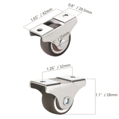 8pcs TPR Rubber Caster 1" Plain Bearing Coffee Thermoplastic Wheels