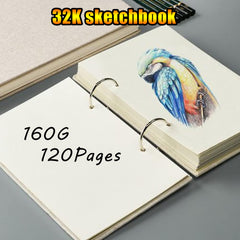 32K Sketchbook 160gsm Linen Cover Art Drawing Book Sketchbook