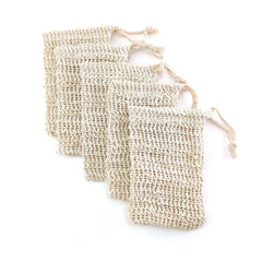 5pcs Sisal Hemp Soap Bag Double Layer Net Bags