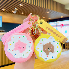 Children's Donut Coin Purse Wallet Cartoon Keychain Pendant
