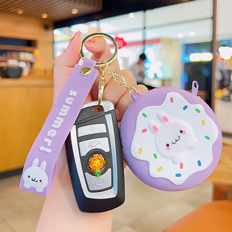 Children's Donut Coin Purse Wallet Cartoon Keychain Pendant