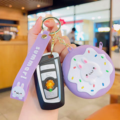 Children's Donut Coin Purse Wallet Cartoon Keychain Pendant