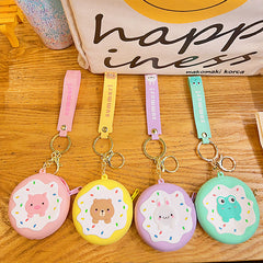 Children's Donut Coin Purse Wallet Cartoon Keychain Pendant