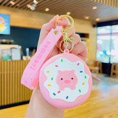 Children's Donut Coin Purse Wallet Cartoon Keychain Pendant