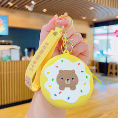 Children's Donut Coin Purse Wallet Cartoon Keychain Pendant