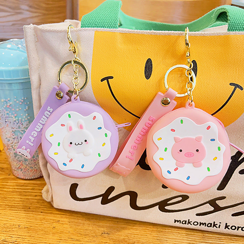 Children's Donut Coin Purse Wallet Cartoon Keychain Pendant
