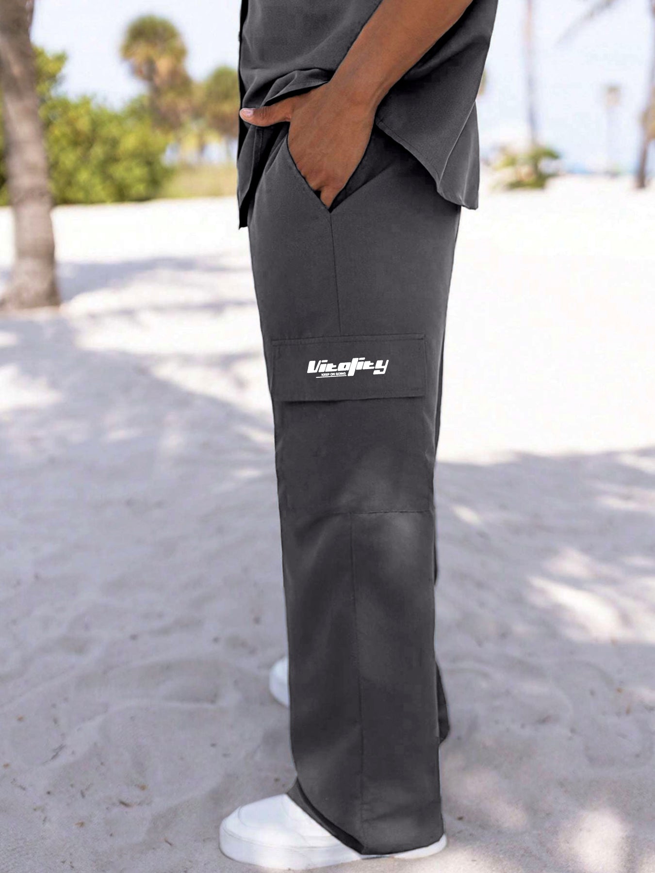Creative Pattern Print Cargo Pants Men s Flap Pocket Trousers