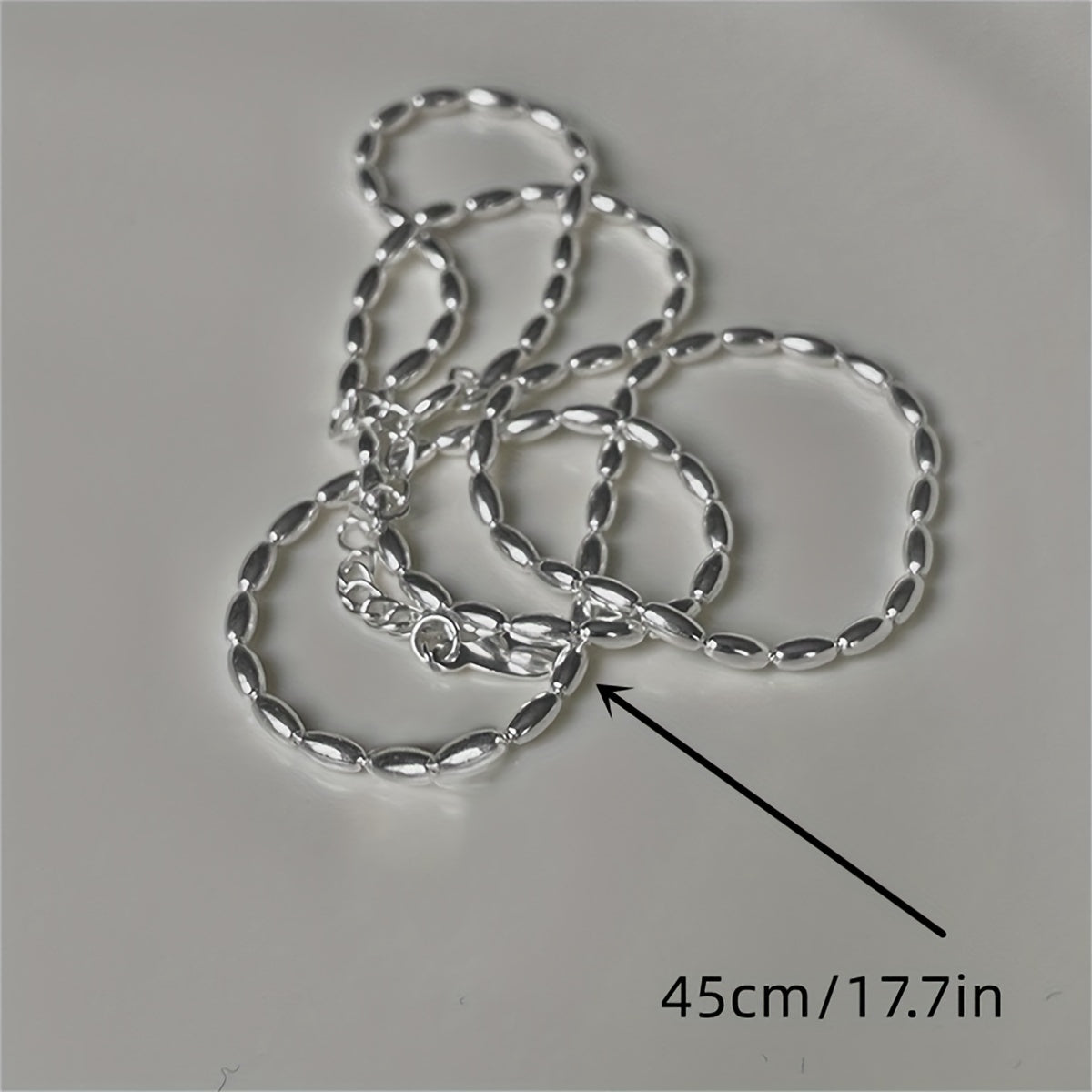 Girl's Metal Rice Grain Necklace & Heart Pendant Clavicle Chain