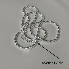 Girl's Metal Rice Grain Necklace & Heart Pendant Clavicle Chain