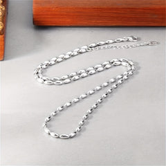 Girl's Metal Rice Grain Necklace & Heart Pendant Clavicle Chain