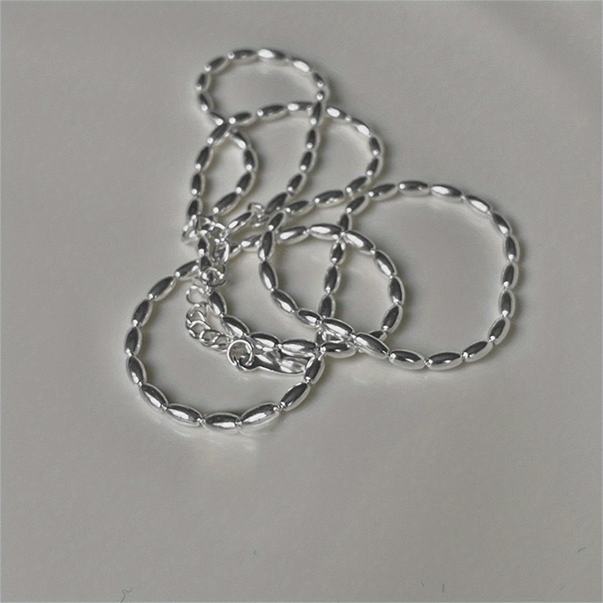 Girl's Metal Rice Grain Necklace & Heart Pendant Clavicle Chain