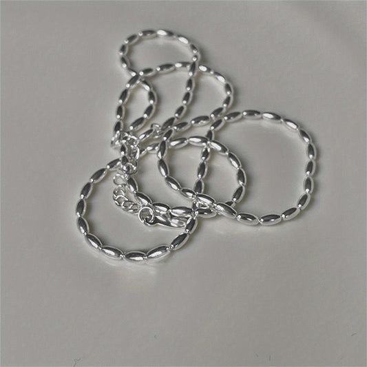 Girl's Metal Rice Grain Necklace & Heart Pendant Clavicle Chain