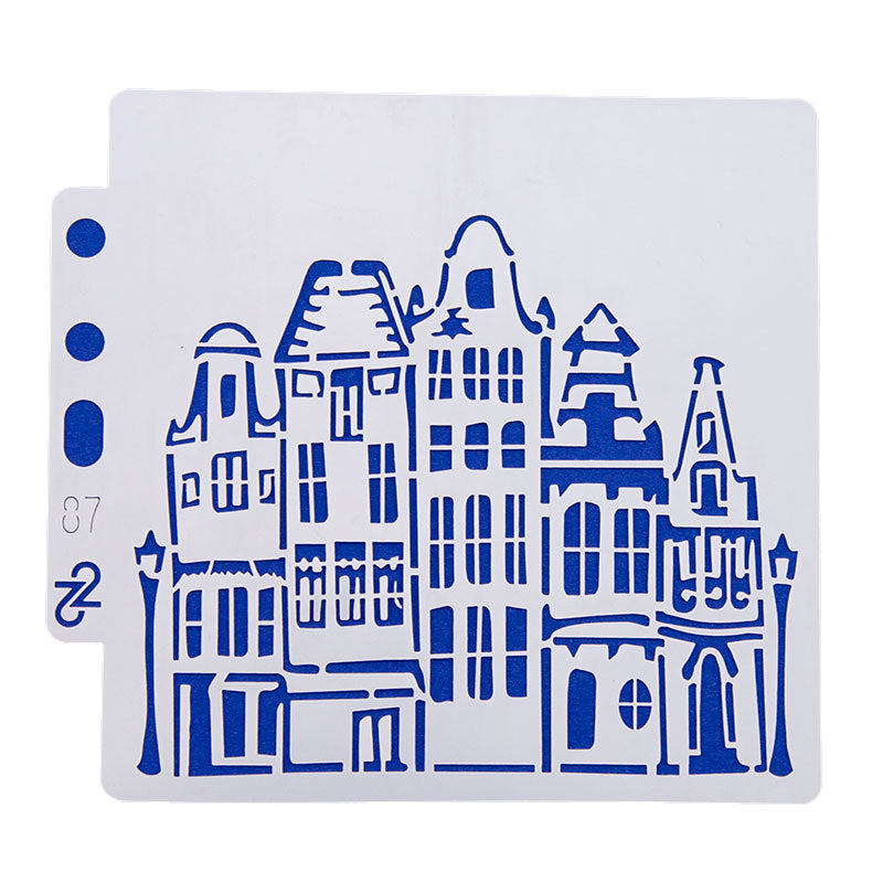 House Building Street Layering Stencils DIY Painting Scrapbook Coloring