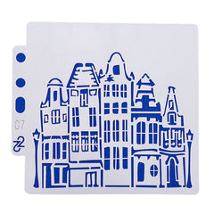 House Building Street Layering Stencils DIY Painting Scrapbook Coloring