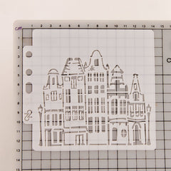 House Building Street Layering Stencils DIY Painting Scrapbook Coloring
