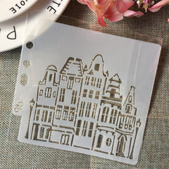 House Building Street Layering Stencils DIY Painting Scrapbook Coloring