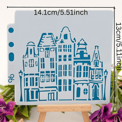 House Building Street Layering Stencils DIY Painting Scrapbook Coloring