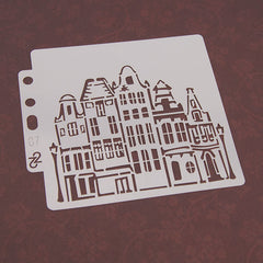 House Building Street Layering Stencils DIY Painting Scrapbook Coloring