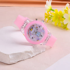 Cartoon Cat LED Watch Set with Silicone Strap Necklace Bracelet Coin Purse