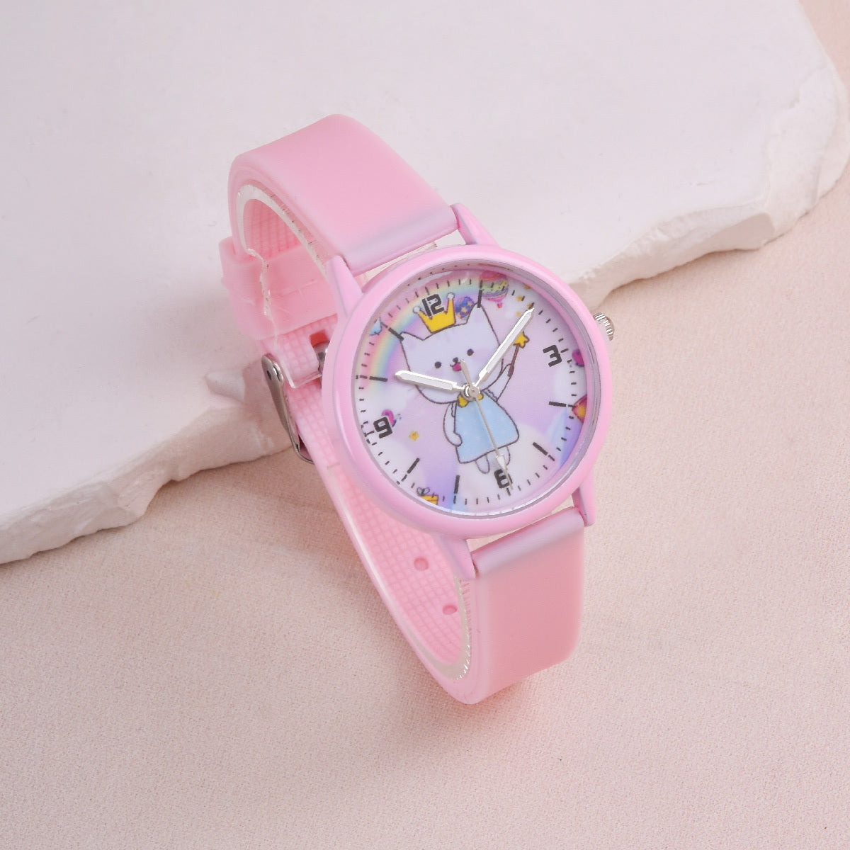 3pcs Cartoon Kitten Girls Watch Set