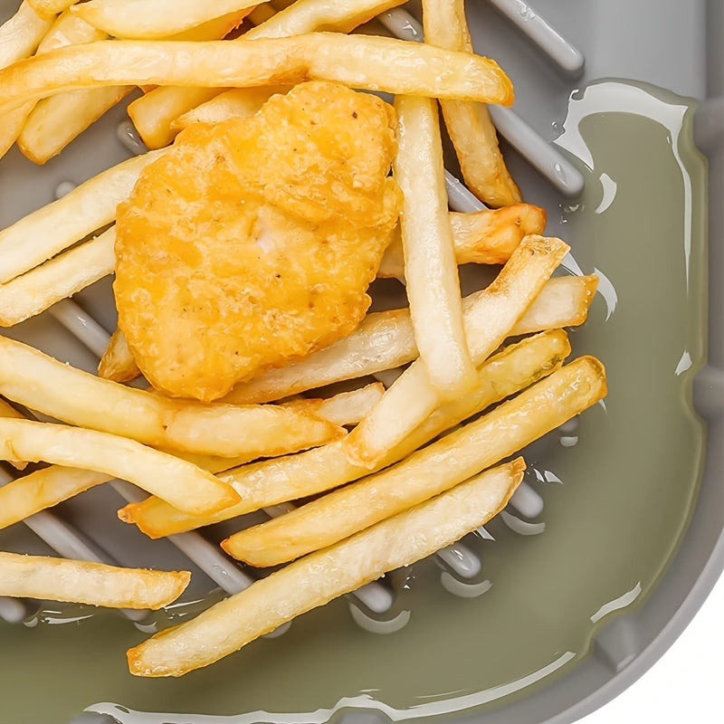 1pc Square Air Fryer Silicone Pot Reusable Liner 19x16.48x4cm